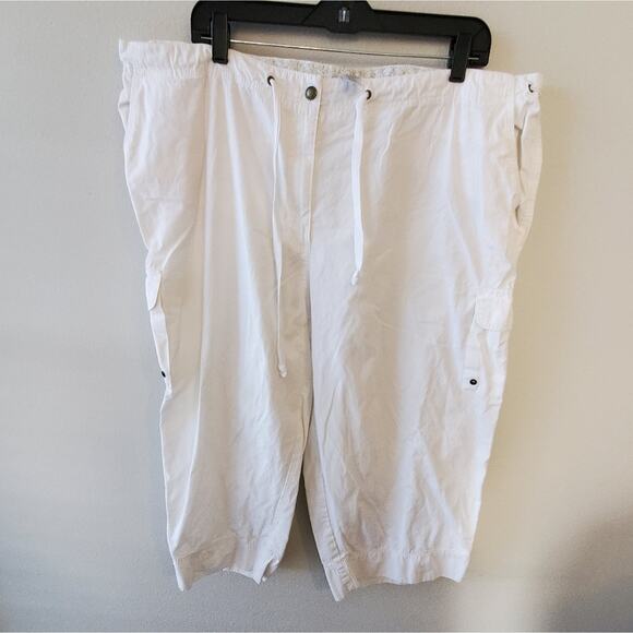 Jones New York white‎ tied waist Cargo Pedal Pusher plus capris size 22 - Picture 1 of 7